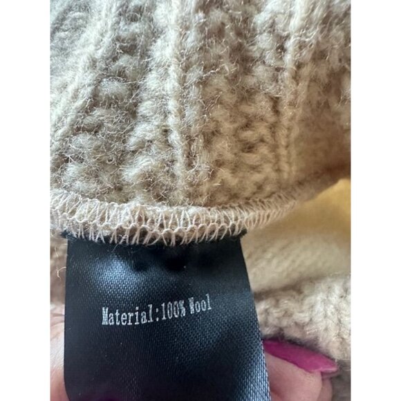 Women Wool Flower French Artist Beret Hat Beige &Tan with Felt Flower Design - Picture 6 of 6